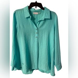 Women's oversized Aqua Button-Up Top size small by Habitat